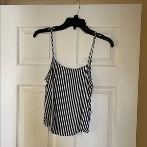 Divided Navy and White Striped Tank Top